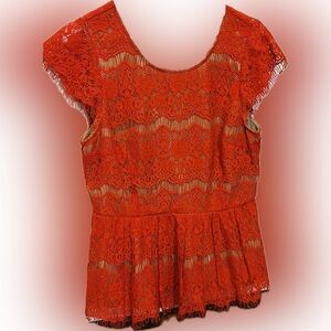 Maeve by Anthropology red/orange peplum top.